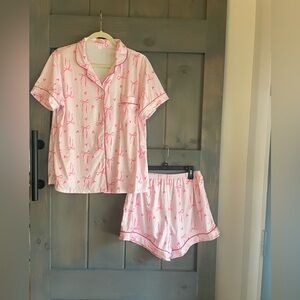 Pink Bow Print Pajama Set
